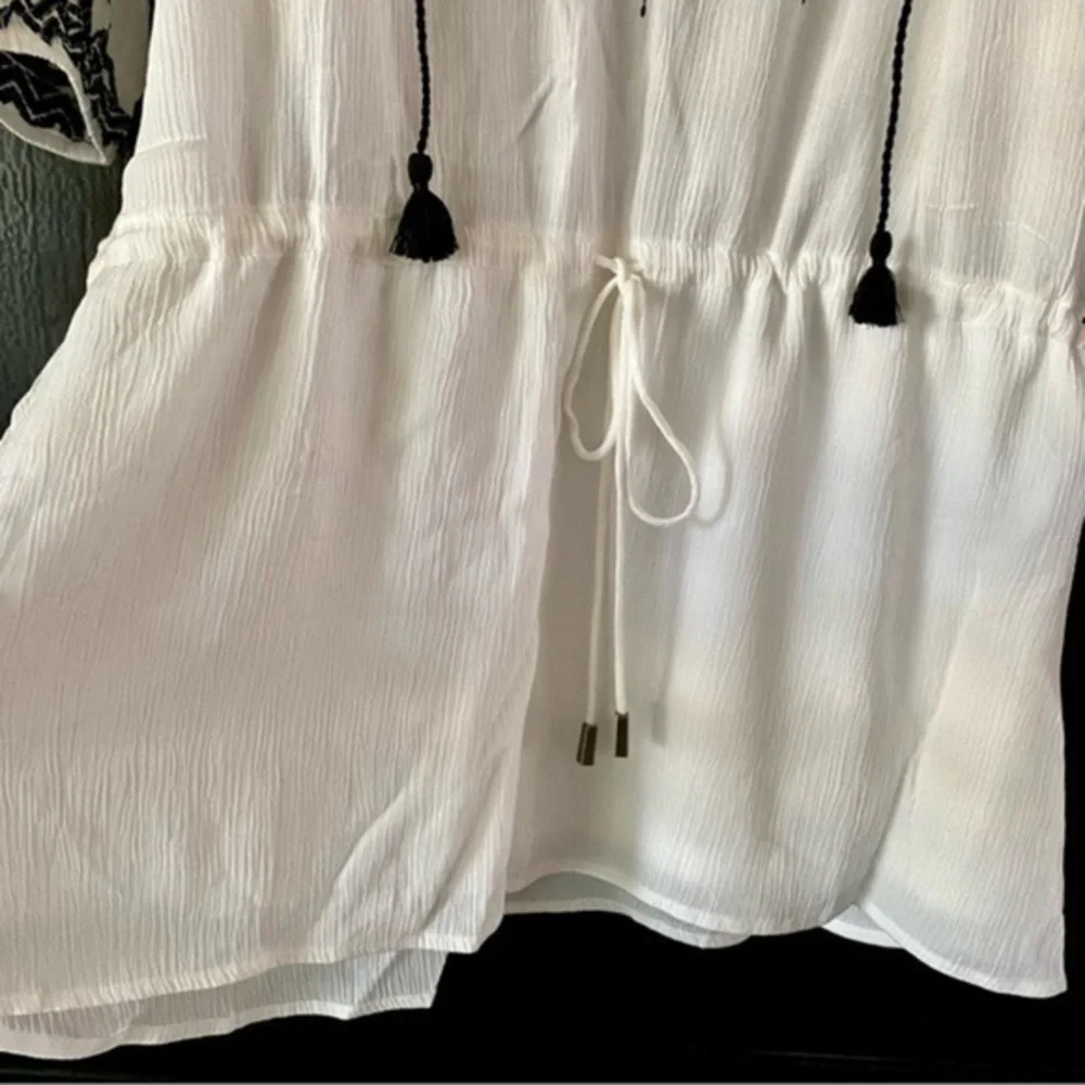 NWT Love Stitch Boho Mini Dress Small Black & White
